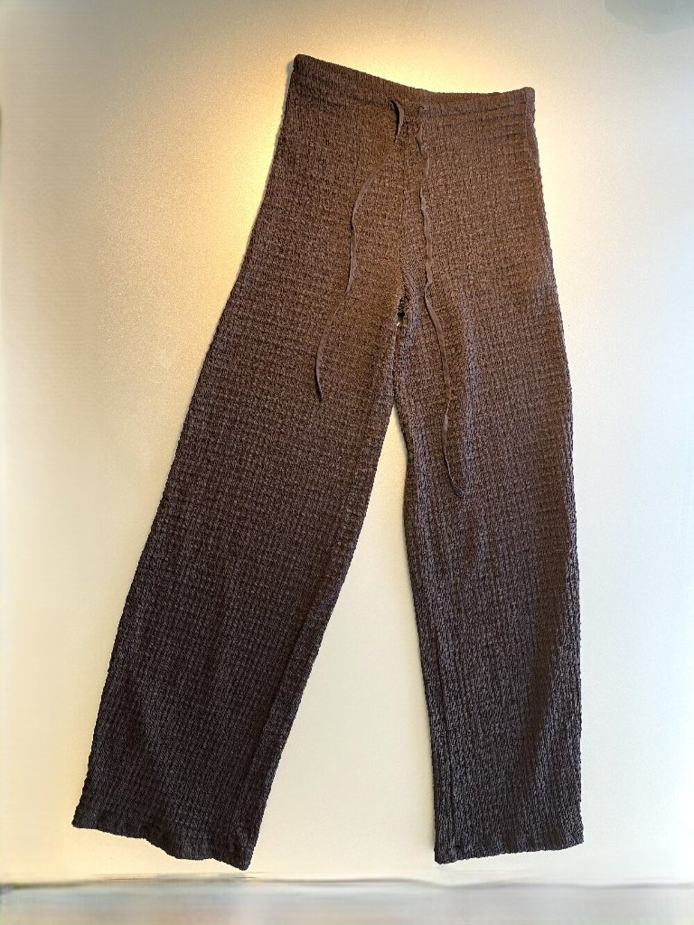 Zara Black Wide Leg Textured Drawstring High Waist Pants Like NEW Size S